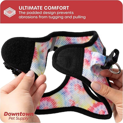 Downtown Pet Supply Step-in Dog Harness – No Pull, Adjustable Padded Mesh with Reflective Trim, Secure Buckle Strap – Comfortable & Breathable Small Dog Harness, X-Large, Tie Die