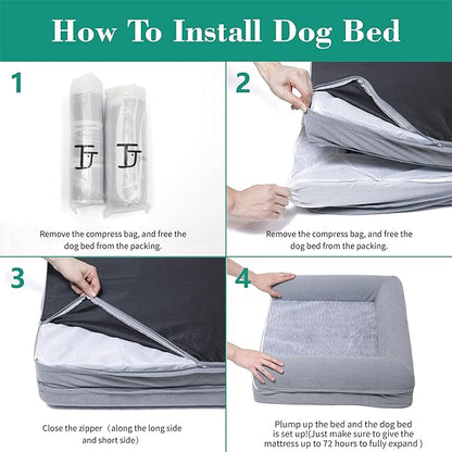 Orthopedic Dog Beds for Small Medium Dogs,Waterproof Lined Egg Crate Foam Pet Bed Mat with Removable and Washable Cover and Non Slip Bottom,Dog Sofa Soft Bed