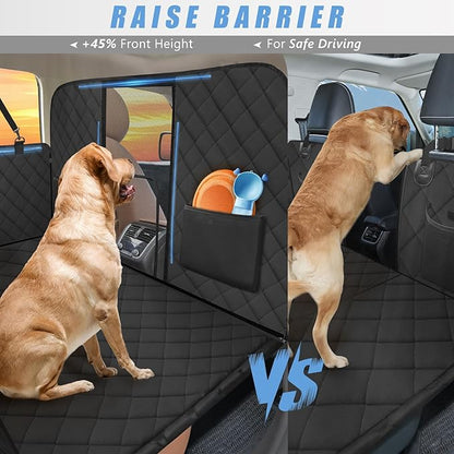 ROUWINNE High Barrier Back Seat Extender for Dogs, Hard Bottom Dog Car Seat Cover for Back Seat Holds 420lbs, Backseat Protector Pet Bed, Waterproof Dog Hammock for Car SUV and Trucks