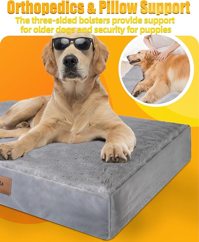 Sytopia Washable Orthopedic Dog Beds, Chew Proof Dog Crate Pad, Orthopedic Tough Washable 42" Pet Mats for Large Pets, Waterproof and Anti-Slip Bottom – XL