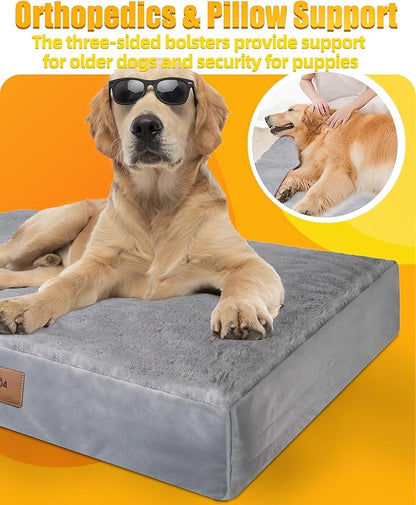 Sytopia Washable Orthopedic Dog Beds, Chew Proof Dog Crate Pad, Orthopedic Tough Washable 42" Pet Mats for Large Pets, Waterproof and Anti-Slip Bottom – XL