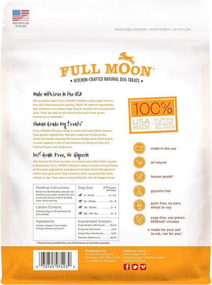 Full Moon Chicken Jerky Dog Treats | Human Grade | Made in USA | Grain Free | 24 oz Pack of 2