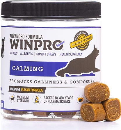 WINPRO Calming Chews for Dogs – Plasma-Powered Soft Chews to Promote Relaxation and Calming Effect – Made with Natural Ingredients, Grain-Free - Suitable for All Breeds & Sizes – 60 Count