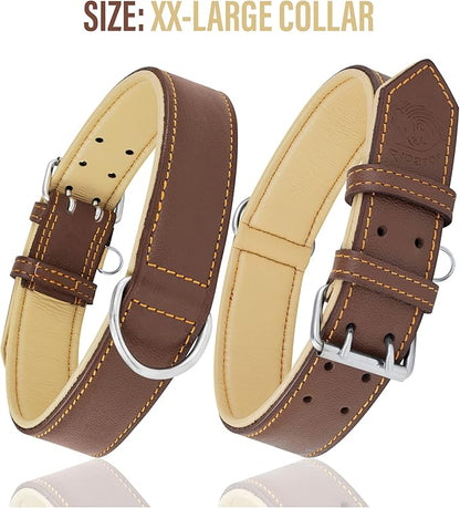 Riparo Dog Collars for Medium Dogs, Genuine Leather Dog Collar, Medium Dog Collar (M: 1" Wide for 13.5”-17.5” Neck, Brown)