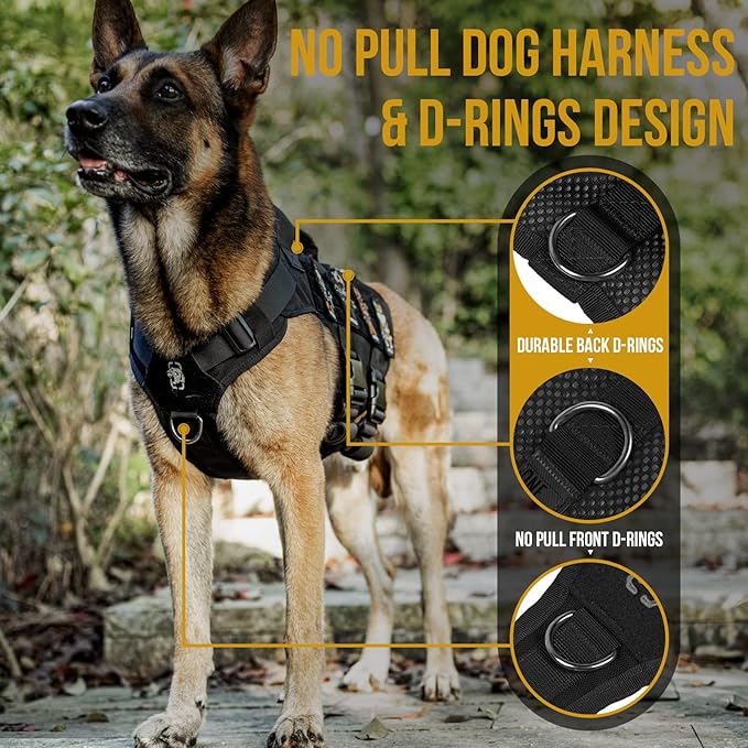 OneTigris No Pull Dog Harness for Small Dog, Mesh Design Breathable Military Dog Molle Vests with Handles, Service Dog Vest Harness for Walking Hiking Training