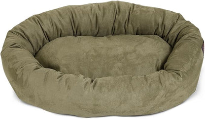 Majestic Pet 40 Inch Suede Calming Dog Bed Washable 40x29x9 (Inch) – Cozy Soft Round Donut Dog Bed with Spine Support for Dogs to Rest their Head - Round Pet Bed Large – Sage