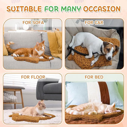 BrightRow 3 Pack Self Warming Pet Bed Leaf Shape Self Heating Cat Dog Mat Washable Thermal Sleeping Pad for Indoor Outdoor Hedgehog, Bunny, Sugar Glider, Rat, Chinchilla(Orange,Small-16 x20)