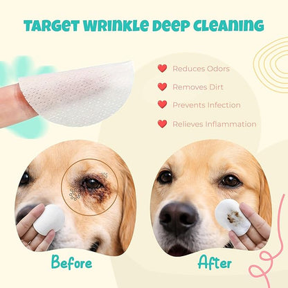 TREZUMA Pet Glove Wipes for Dogs & Cats | No Rinse Full Body Cleaning Gloves | Ear & Eye Wipes Set | Gentle Grooming for Paws Face Ears Coat | Alcohol Free