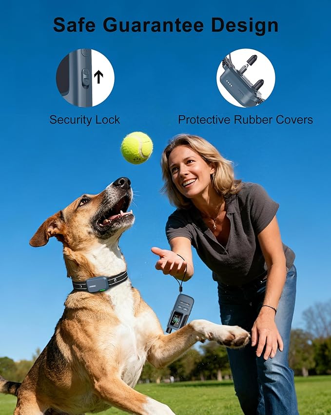 Jugbow Dog Shock Collar - 4500FT Dog Training Collar with Remote, IPX8 Waterproof Electric Dog Collar with 4 Training Modes, Security Lock, Rechargeable eCollar for 10-120lbs Dogs(DBU)
