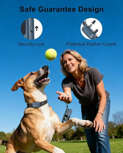 Jugbow Dog Shock Collar - 4500FT Dog Training Collar with Remote, IPX8 Waterproof Electric Dog Collar with 4 Training Modes, Security Lock, Rechargeable eCollar for 10-120lbs Dogs(DBU)