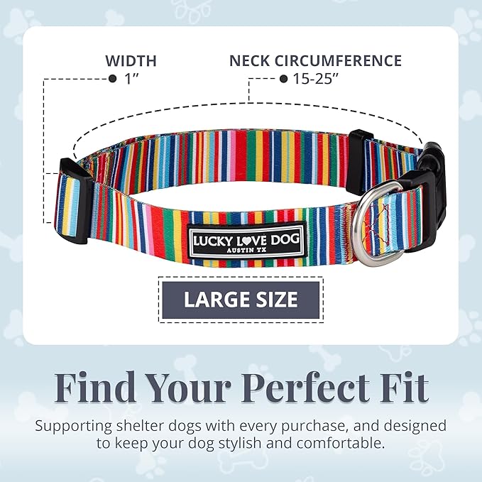Lucky Love Dog - Adjustable Dog Collar with Easy Click Buckle for Large Ones, Durable, & Comfortable for Male & Female Dogs, Pet Collar for Puppies & Adult Dogs - Hippie, Large