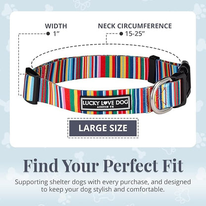 Lucky Love Dog - Adjustable Dog Collar with Easy Click Buckle for Large Ones, Durable, & Comfortable for Male & Female Dogs, Pet Collar for Puppies & Adult Dogs - Hippie, Large
