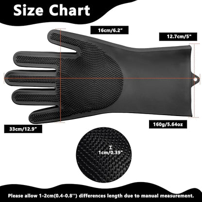 Pet Grooming Gloves—Heat Resistant Dog Washing Gloves with High-Density Teeth, Dog Bath Scrubber with Enhanced Five Finger Design, Silicone Gloves for Dogs and Cats Bathing, Massage (Dark)