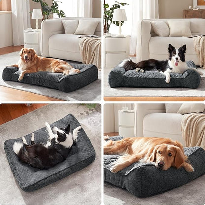 JOEJOY Orthopedic Dog Bed Medium Sized Dogs, Extra Thick Supportive Big Dog Couch Bed with Sides, Ultra Soft Pet Bed Sofa, Grey, 35''x25''