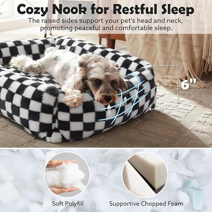 JOEJOY Small Dog Bed for Small Dogs, Rectangle Washable Orthopedic Corduroy Fleece Pet Bed with Removable Zipper Cover, Cute Soft Calming Puppy Bed with Non Skid Bottom