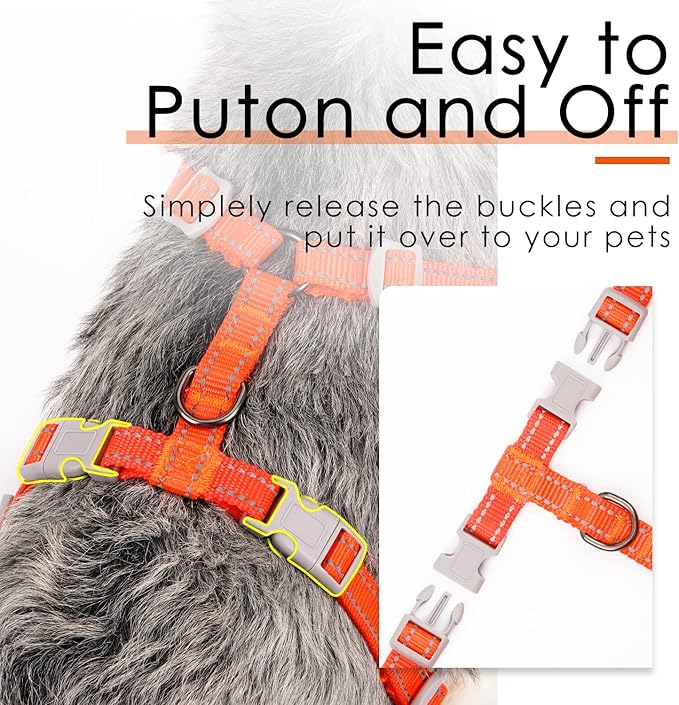 ThinkPet Reflective Breathable Soft Air Mesh No Pull Puppy Choke Free Over Head Vest Harness for Puppy Small Medium Dogs and Cats Orange Large