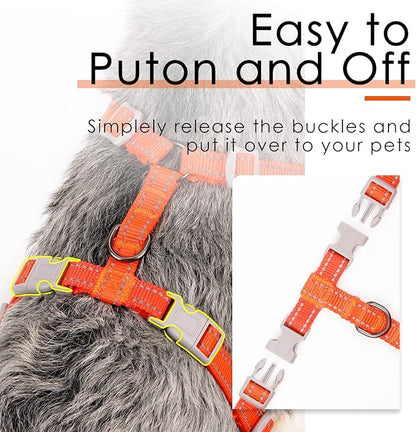 ThinkPet Reflective Breathable Soft Air Mesh No Pull Puppy Choke Free Over Head Vest Harness for Puppy Small Medium Dogs and Cats Orange Large