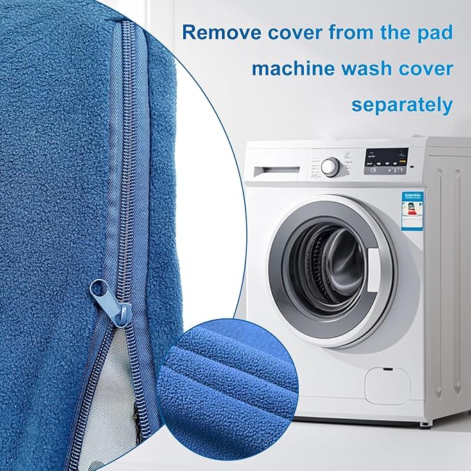 Quwzayail Pet Heating Pad for Dog, 9 Gears and time Settings and Metal Protective Tube, Adding Wire Rope Warming,Comes with Soft Fabric Cover.(22.0" L x 18.0" W x 0.5" Th, Blue Pattern)