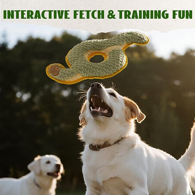 Nocciola Squeaky Dog Toy, New 2025 Ring Snake Dog Toy for Tug of War, Stuffed Toy with Two Tough Layers, Interactive Tug Training to Keep Them Busy, Green