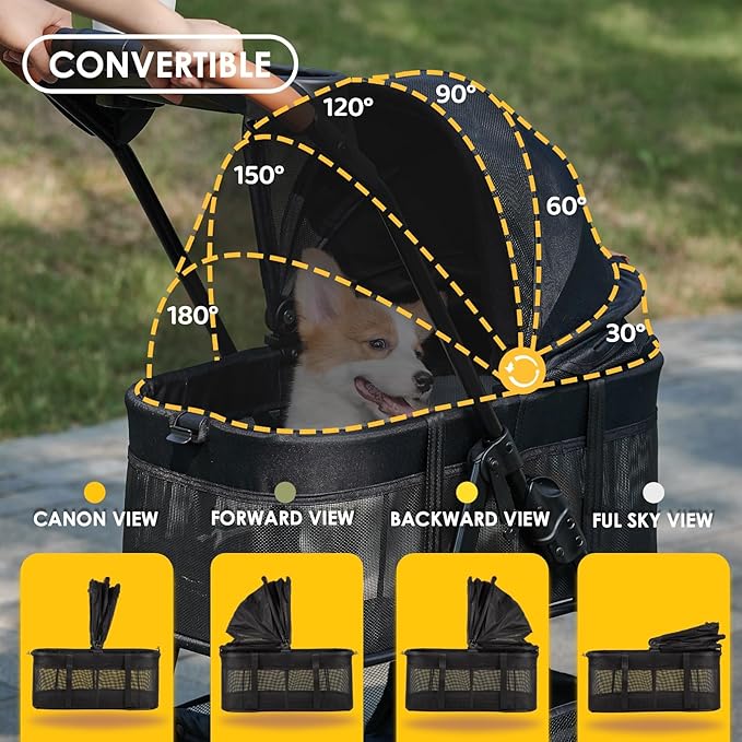Zoosky 3 in 1 Pet Stroller with Removable Carrier, Folding Stroller for Small/Medium Dogs and Cats, Waterproof, All-Terrain, with Sun Shades, Car Seat
