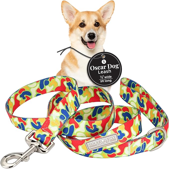 Lucky Love Dog Leash, Pattern Oscar Dog Leash, Small, Durable & Long Lasting (Oscar, Small)
