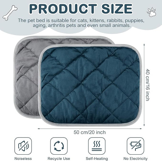Clysee 8 Pack Self Heating Cat Mat Self Warming Cat Bed Extra Warm Thermal Pet Bed Mat Reflects Body Heat Washable Dog Crate Pad for Indoor Outdoor Pets(Gray, Blue,16 x 20 Inch)