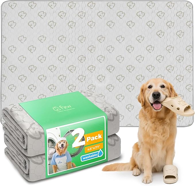 FXW Washable Pee Pads for Dogs, Leak-Proof & Non-Slip, Specifically Designed for FXW Rollick/Homeplus 32/40/45inch 6 Panels Dog Playpen, 43" x 71" Rectangle, Khaki, 2 Packs