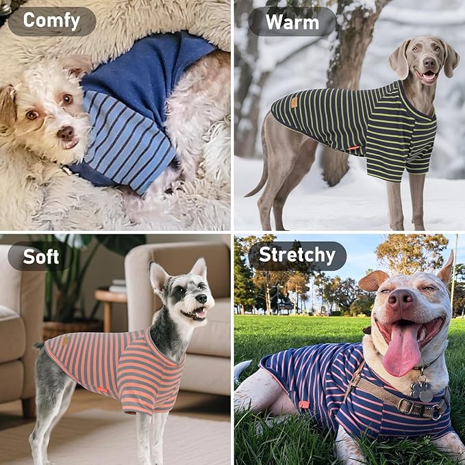 KYEESE 3Pack Dog Sweater, Soft Pet Sweatshirt Stretchy Lightweight Dog Sweater for Small Dogs Girl Boy, Pullover Fleece Pet Shirt Clothes with Sleeves, L