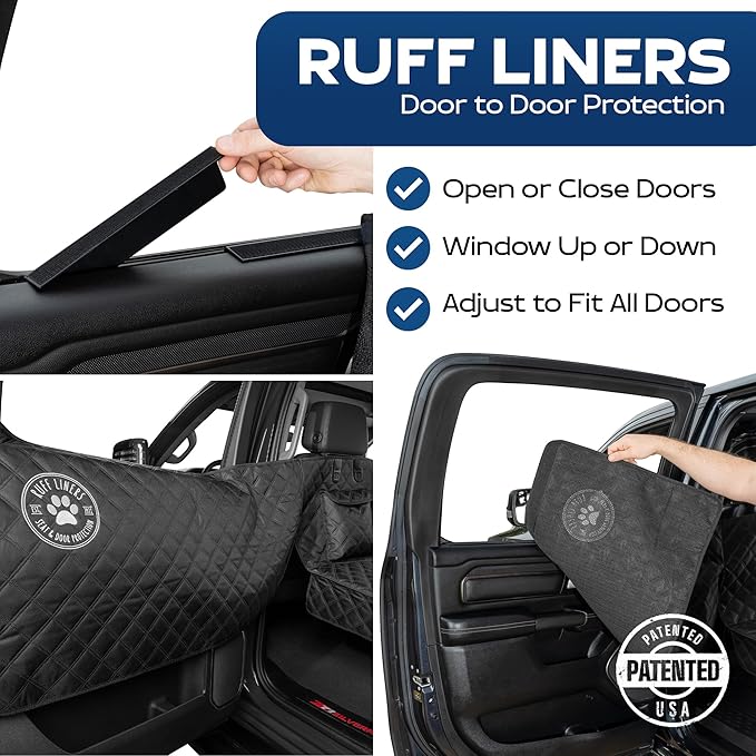 Ruff Liners Large Back Seat Extender for Dogs, Black – As Seen on Shark Tank – Flat Bridge Platform for Full-Size Trucks, Stable Base, 400lb Support, Waterproof – Rigid Back Seat Cover for Dogs