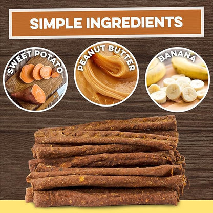 BRUTUS & BARNABY USA Sweet Potato Dog Treats - Grain Free, Peanut Butter Crunchy Sticks are Great Tasting, Promotes Positive Dog Gut Health with Natural Anti-Diarrhea Properties,(2lb Bag)
