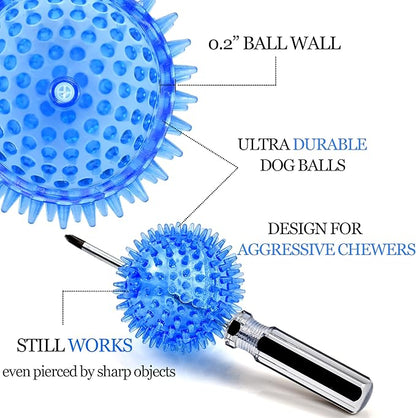 Ousiya 2.5" Squeaky Dog Toy Balls for Small & Medium Dogs – Durable Rubber Chew Toys for Teething Puppies, Spiky Teeth Cleaning Ball with 8 Colors