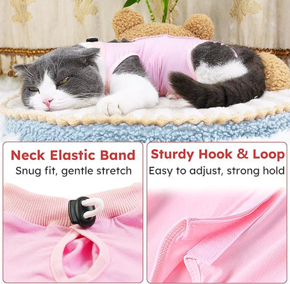 Hpetppy Cat Recovery Suit, Breathable Cat Surgery Recovery Suit Female, Cat Onesie for Cats After Surgery Spay Surgical Abdominal Wound Skin Diseases Cone of Shame Alternative (Pink,S)