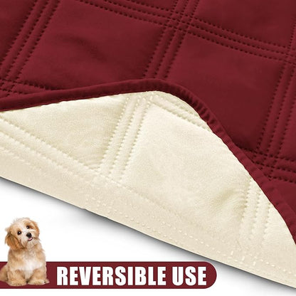 Smiry Waterproof Dog Bed Cover Blanket 30x70, Soft Reversible Pet Blanket, Washable Leakproof Cats Dogs Couch Cover for Sofa, Couch, Furniture, Lattice, Wine Red/Beige