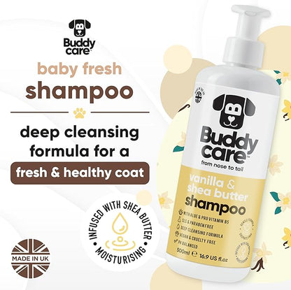 Vanilla & Shea Butter Dog Shampoo - (16.90oz) Itch Relief & Dog Shampoo Sensitive Skin Care, Dog Shampoo and Conditioner, Premium Dog Grooming Supplies for All Breeds
