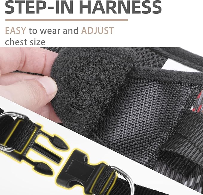 PUPTECK Dog Harness and Leash Set for Small Medium Dogs No Pull Step-in Soft Mesh Puppy Cat Vest Harnesses Reflective at Night, Plaid Pattern Black M