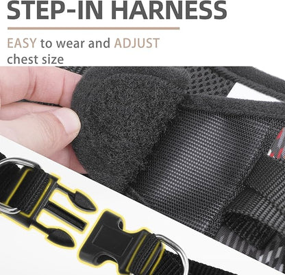 PUPTECK Dog Harness and Leash Set for Small Medium Dogs No Pull Step-in Soft Mesh Puppy Cat Vest Harnesses Reflective at Night, Plaid Pattern Black S