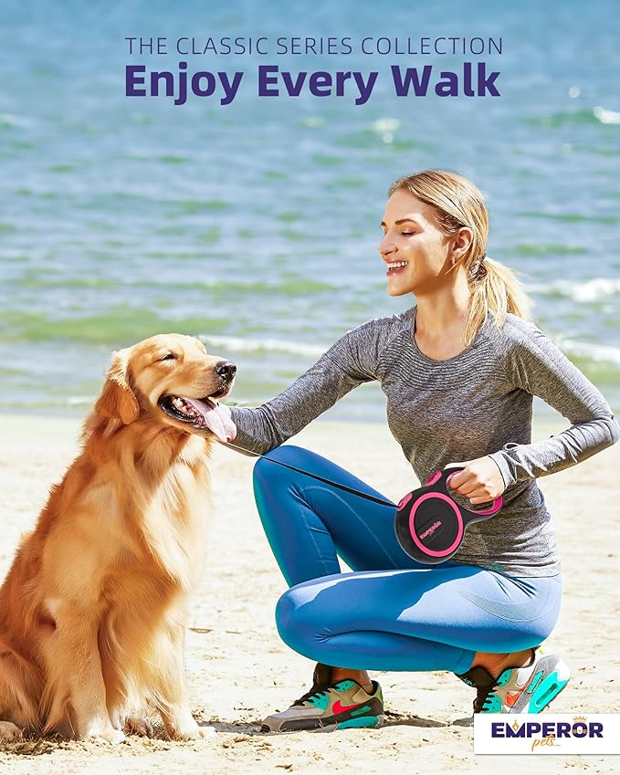 Emperor Pets 16 Feet Retractable Dog Leash Small Dogs - Up to 44lbs, Heavy Duty Leash Retractable 16 ft, Dog Leashes for Small Breed Dogs -PK16S
