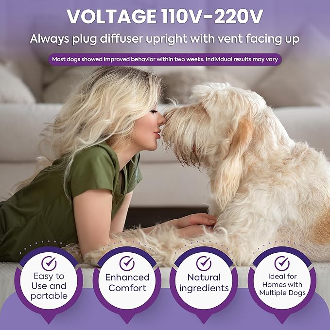 TopSum Calming Diffuser for Dog: 4 Pack Dog Pheromones Calming Refills for Stress, Barking, Chewing, Pee Accidents & Separation Behaviors