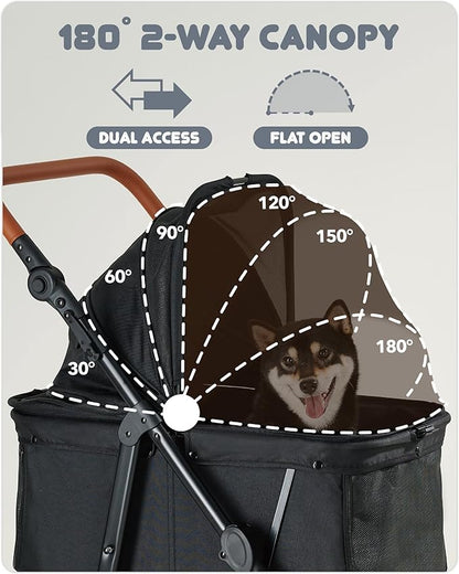Zoosky Medium Dog Stroller for Large Dogs, pet Stroller for Medium Dogs Up to 66lbs, All-Terrain with Adjustable Handle & Canopy, Sun Shades, Storage Organizer, Waterproof Oxford Fiber