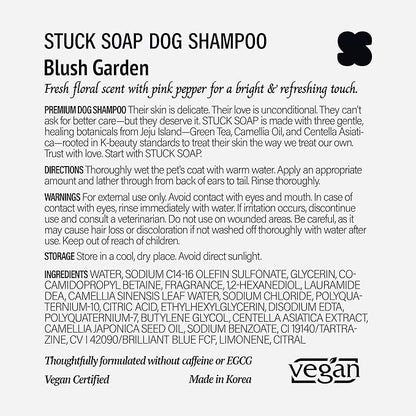 STUCK SOAP Vegan Dog Shampoo Premium K-Beauty Inspired Gentle Dog Shampoo for Sensitive Skin with Green Tea, Camellia Oil & Centella Asiatica, Elegantly Scented, Natural Pet Wash (Blush Garden)