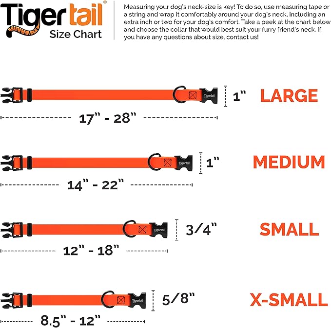 Tiger Tail Medium Green Dog Collar | Waterproof and Odor-Proof for Active Pets | Durable, Anti-Mat, and Lightweight Design | Made with Premium Coated Nylon | Suitable for Medium Breed Dogs