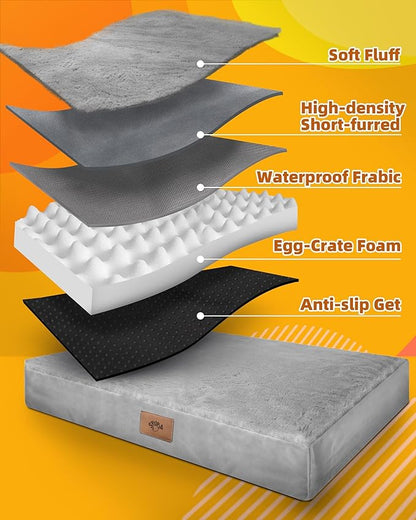 Sytopia Washable Orthopedic Dog Beds, Chew Proof Dog Crate Pad, Orthopedic Tough Washable 42" Pet Mats for Large Pets, Waterproof and Anti-Slip Bottom – XL