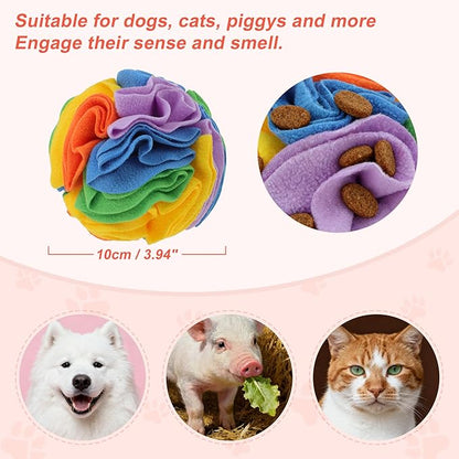 GLIDESMOOTH Snuffle Ball for Dogs, Designed for Small Breeds and Puppies, Interactive Dog Toys, Keeps Pets Busy with Storage Bag Machine Washable, Colorful, Small