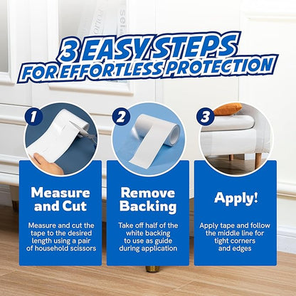 2 Rolls Cat Scratch Furniture Protector Tape – Double-Sided Sticky Training (4" x 20ft Each) – Anti-Scratch Sofa & Couch Guard – Clear, Easy to Apply & Remove – Not for Leather, Velvet, Microfiber