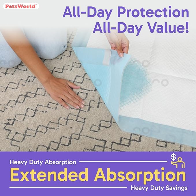 PETSWORLD Enormous Dog Training & Potty Pads, 37x54 inch - Tear Resistant with Strong Leak-Proof Backing, Optional Adhesive Tape, 400 Count