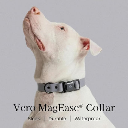 2026 New Edition, Fei & Eve PVC MagEase Dog Collar - Patented Magnetic Buckles | Fur-Safe | 450LB Escape-Proof | Adjustable Fit | Medium (Twilight Gray)