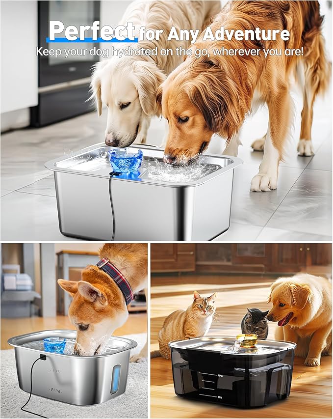 Dog Water Fountain Pump Replacement for 3 Gal Stainless Steel Large Pet Fountain Dispenser, Replacement Water Pump for Large Dogs for D2341, D2322, D2223, D2419, Easy to Clean & Quiet & Powerful