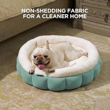 BALANCE Cat Beds for Indoor Cats, Washable Round Dog Bed, Donut Dog Bed with Anti-Slip Bottom for Small Dogs, 28 Inches, Granite Green