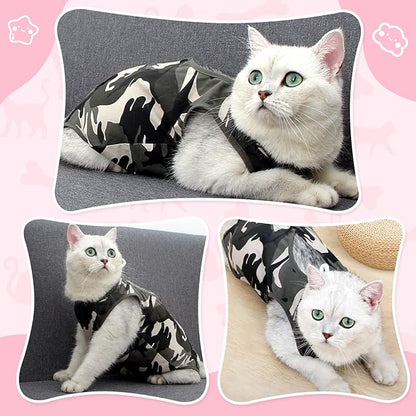 Cat Recovery Suit for Abdominal Wounds or Skin Diseases, Cat Onesie for Cats After Surgery Female Kitten Recovery Suit, Breathable E-Collar Alternative for Cats After Spay Anti Licking Wounds