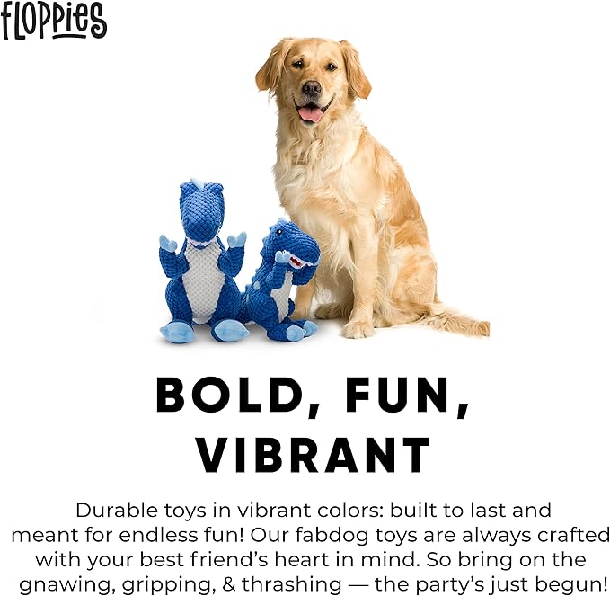 fabdog Floppies Plush Dog Toy - Cute & Durable Squeaky Dog Toys - Best Squeak Toy for Puppies and All Breeds | Ideal Pet Gift| Large T-Rex